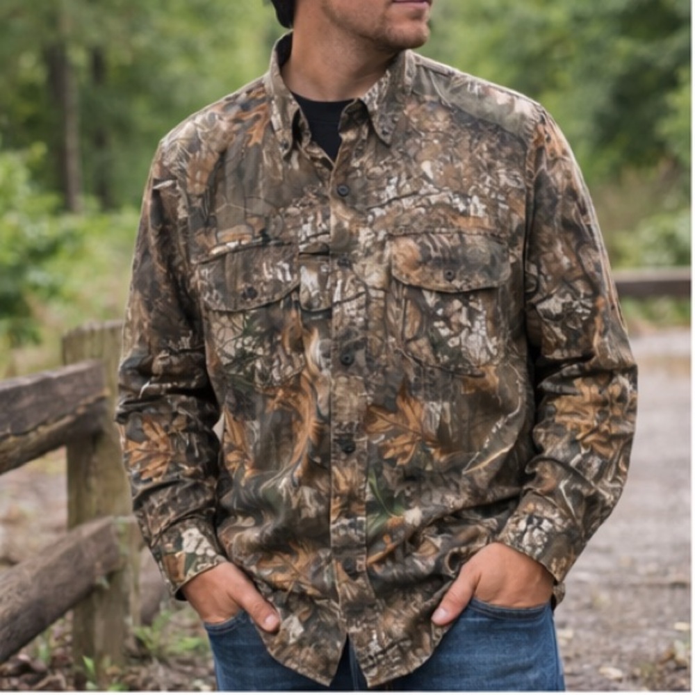 Magellan Hunt Gear Camo Long Sleeve‎ Button Down Shirt Men’s S Outdoor